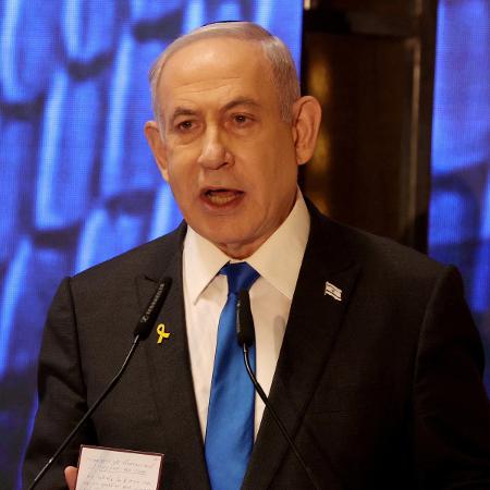 O primeiro-ministro de Israel, Benjamin Netanyahu, durante pronunciamento em Jerusalém O primeiro-ministro de Israel, Benjamin Netanyahu, durante pronunciamento em Jerusalém