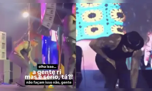 Fã joga celular nas partes íntimas de Leo Santana durante show